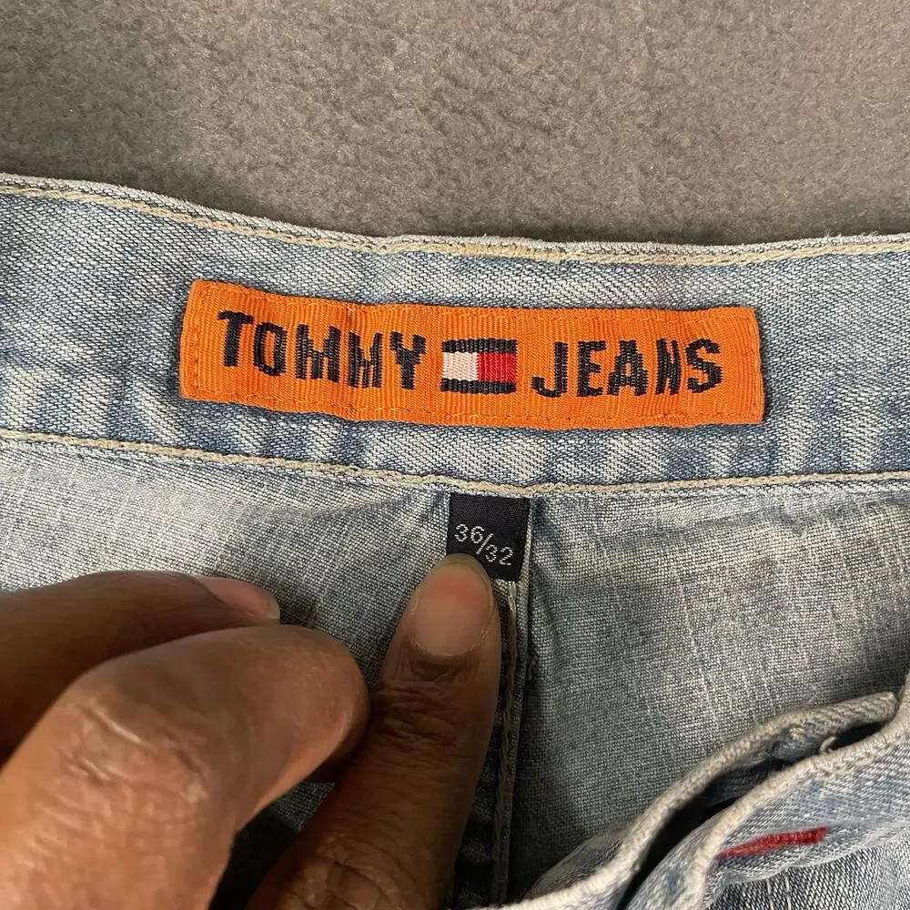 Y2K Tommy Jeans Men’s 36x32 Light Wash Carpenter Denim Utility Jeans